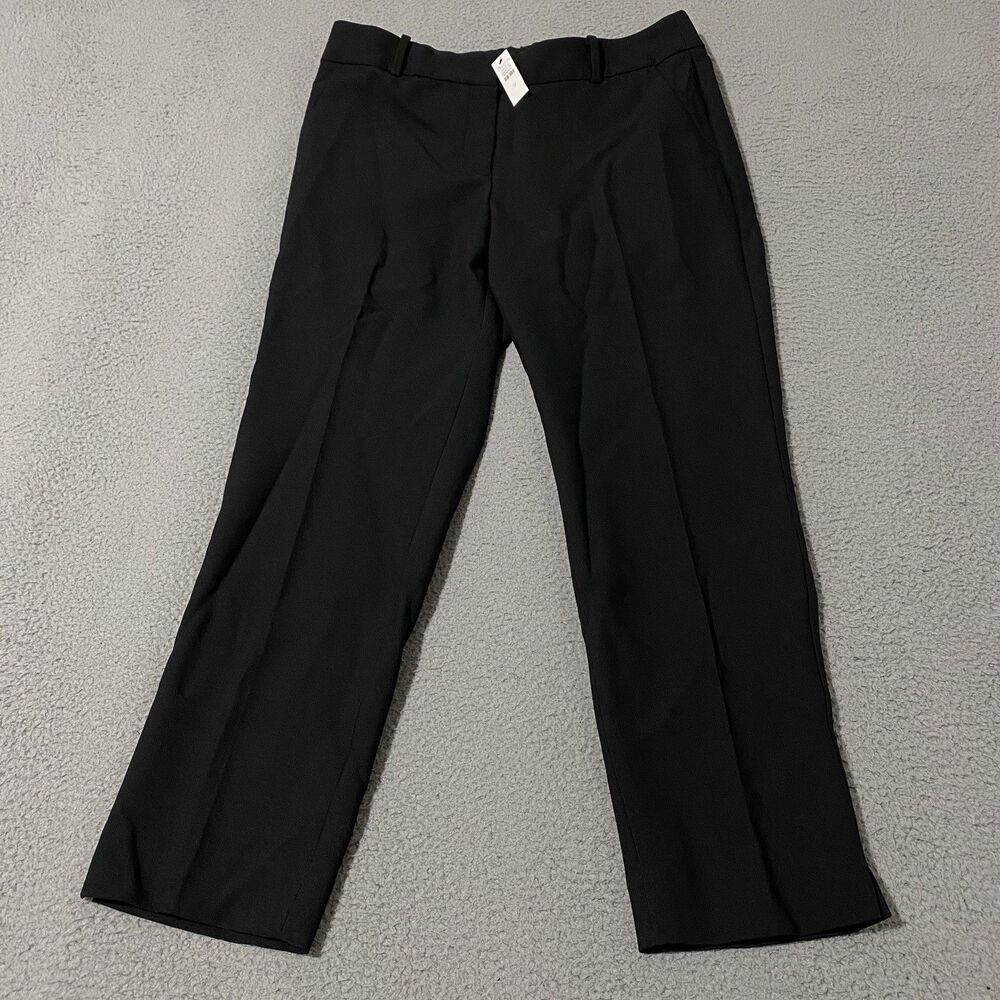 Talbots Hampshire Ankle Pants Womens 12 Black Straight Cropped Career Office NEW